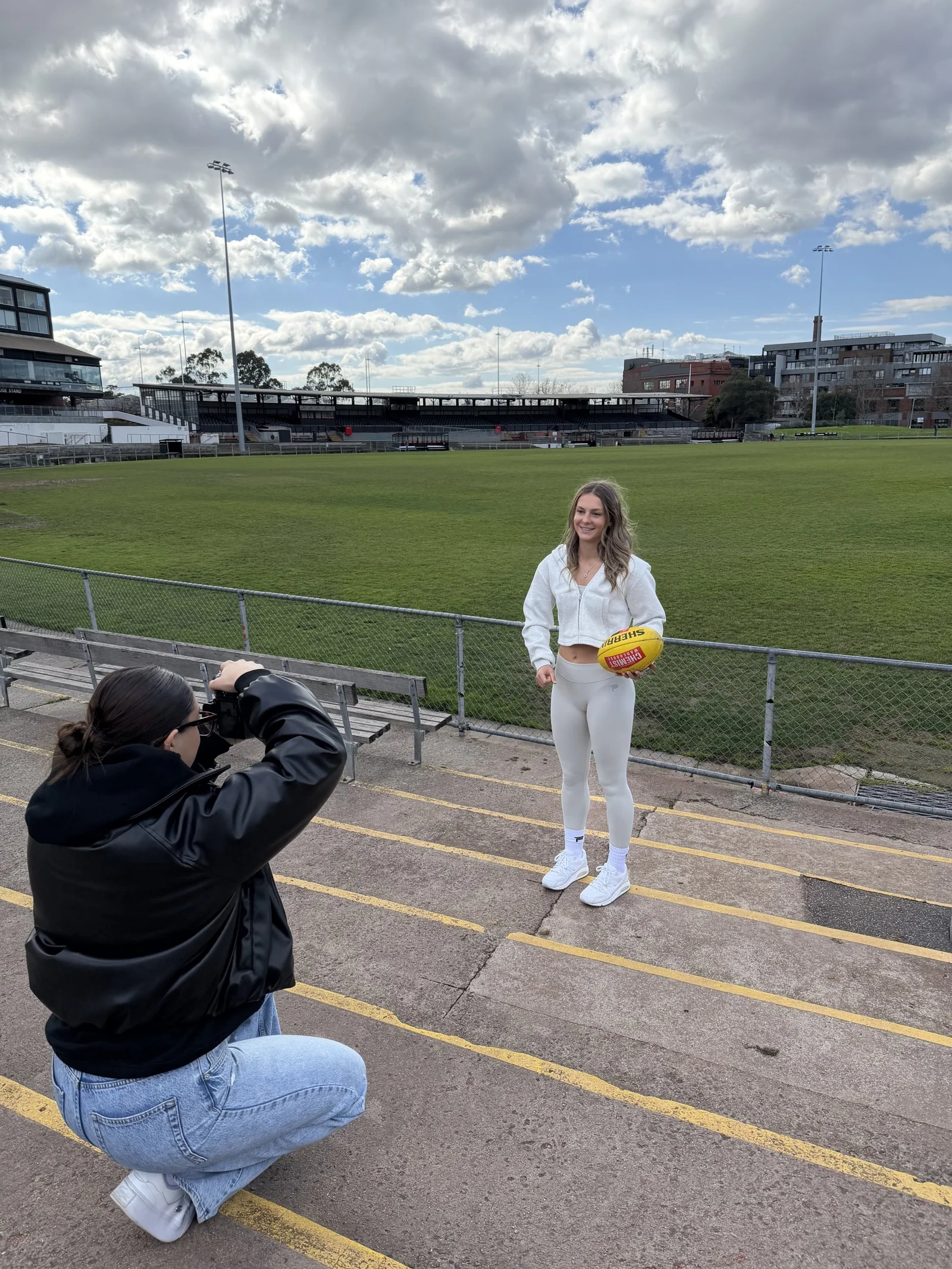 Photo shoot at a football ground